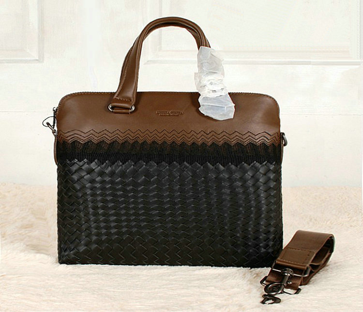 Bottega Veneta intrecciato VN briefcase 1153068-1 black&khaki